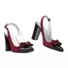 Sandały damskie 1267 bordo antilopa+lakier bordo
