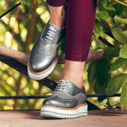 Damskie buty casual 683-1 szary perłowy połączony