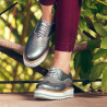 Damskie buty casual 683-1 szary perłowy połączony