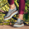 Damskie buty casual 683-1 szary perłowy połączony lifestyle