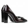 Eleganckie damskie buty 1262 lakier bordo satynowy + lakier czarny