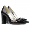 Eleganckie damskie buty 1262 lakier bordo satynowy + lakier czarny