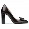 Eleganckie damskie buty 1262 lakier bordo satynowy + lakier czarny