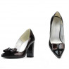 Eleganckie damskie buty 1262 lakier bordo satynowy + lakier czarny