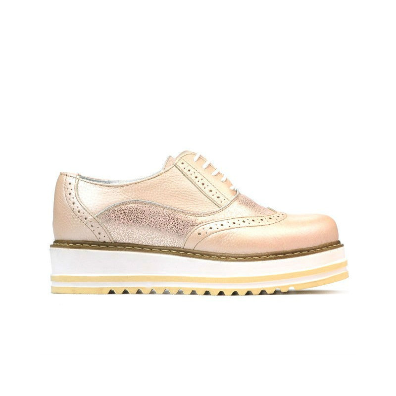 Damskie buty casual 683-1 w kolorze pudrowym kombinowane