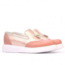 Damskie buty casual 659-1 różowe kombinowane