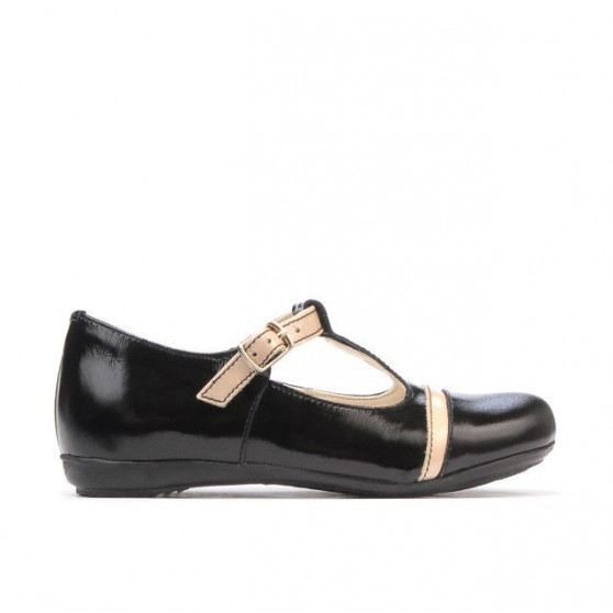 Małe dziecięce buty 62c lakier czarny+beżowy