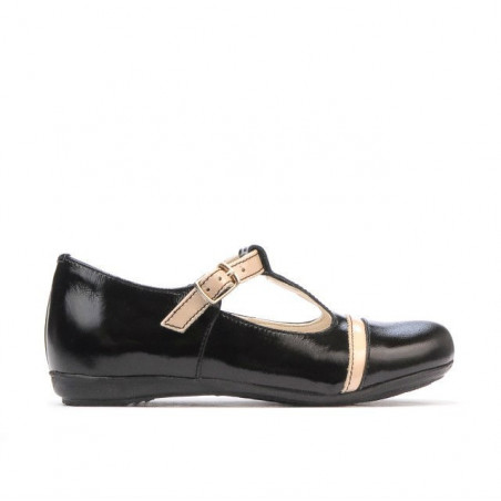 Małe dziecięce buty 62c lakier czarny+beżowy