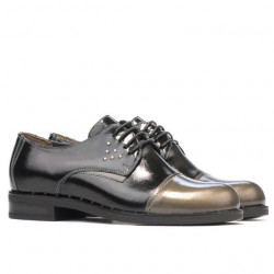Damskie buty casual 696 lakierowane czarne kombinowane