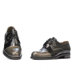 Damskie buty casual 696 lakierowane czarne kombinowane