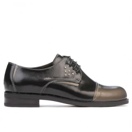 Damskie buty casual 696 lakierowane czarne kombinowane