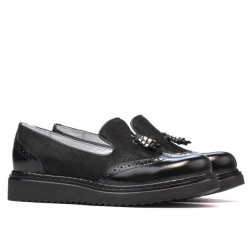 Damskie buty casual 659 czarny lakierowany kombinowany
