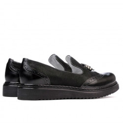 Damskie buty casual 659 czarny lakierowany kombinowany