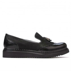 Damskie buty casual 659 czarny lakierowany kombinowany