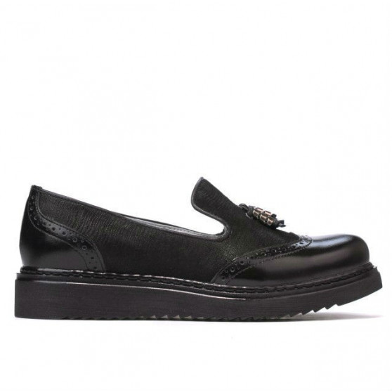 Damskie buty casual 659 czarny lakierowany kombinowany
