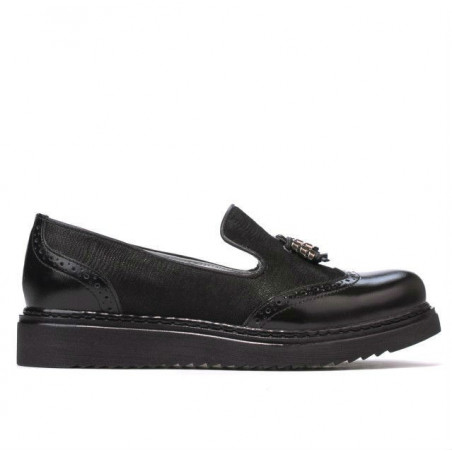 Damskie buty casual 659 czarny lakierowany kombinowany