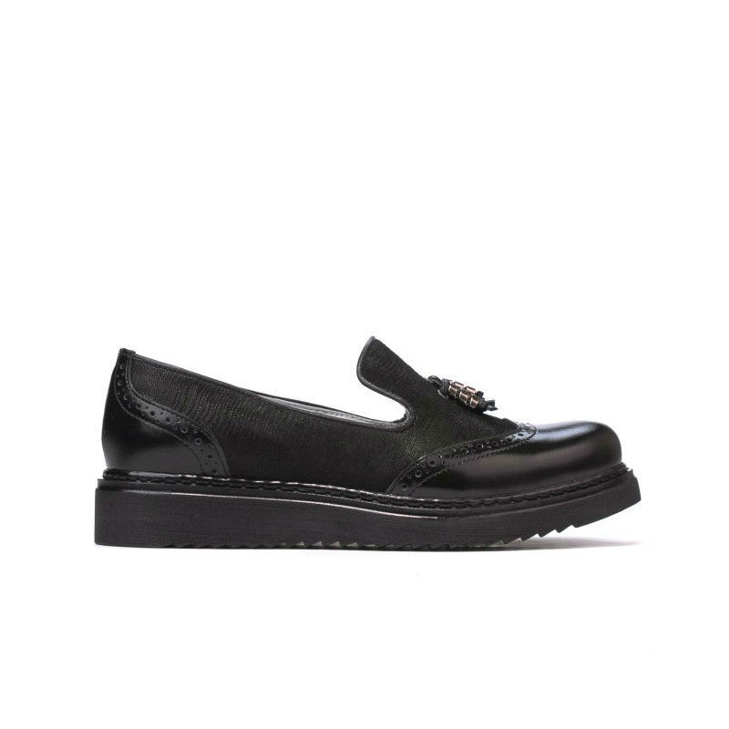 Damskie buty casual 659 czarny lakierowany kombinowany