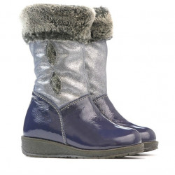 Małe dziecięce buty 24c lakierowane w kolorze indygo połączone