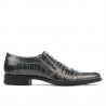 Eleganckie buty młodzieżowe 389 lakier szary kombinowany