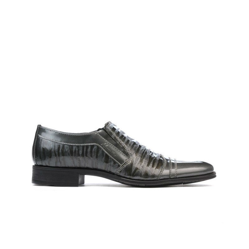 Eleganckie buty młodzieżowe 389 lakier szary kombinowany