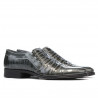 Eleganckie buty młodzieżowe 389 lakier szary kombinowany