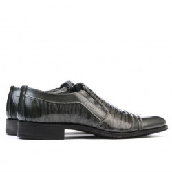 Eleganckie buty młodzieżowe 389 lakier szary kombinowany