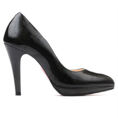 Damskie eleganckie buty 1233 czarny błyszczący satynowy