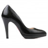 Damskie eleganckie buty 1233 czarny błyszczący satynowy