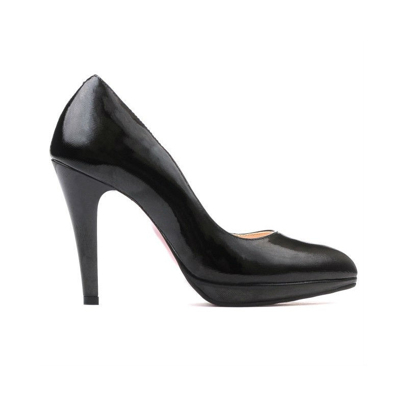 Damskie eleganckie buty 1233 czarny błyszczący satynowy