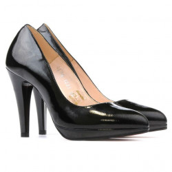 Damskie eleganckie buty 1233 czarny błyszczący satynowy