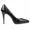 Eleganckie pantofi damskie 1244 lakierowane czarne satynowe