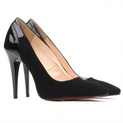 Eleganckie buty damskie 1230 czarny antilop+lakier czarny
