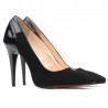 Eleganckie buty damskie 1230 czarny antilop+lakier czarny