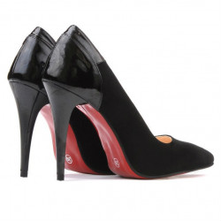 Eleganckie buty damskie 1230 czarny antilop+lakier czarny