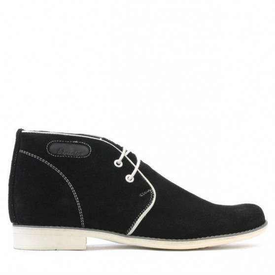 Buty młodzieżowe 464 czarne welur+białe