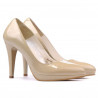Eleganckie buty damskie 1233 lakierowane beżowe