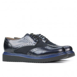 Damskie buty casual 663-1 lakier indygo kombinowany