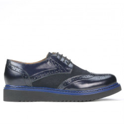Damskie buty casual 663-1 lakier indygo kombinowany