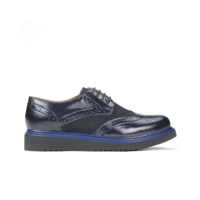 Damskie buty casual 663-1 lakier indygo kombinowany
