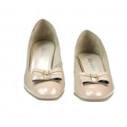 Eleganckie buty damskie 1270 lakier kość słoniowa