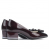 Eleganckie buty damskie 1270 lakierowane bordo satynowe