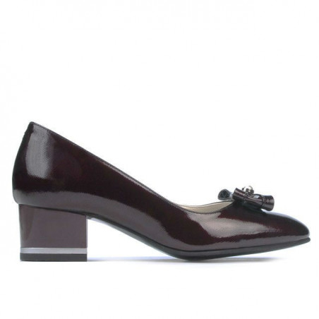 Eleganckie buty damskie 1270 lakierowane bordo satynowe