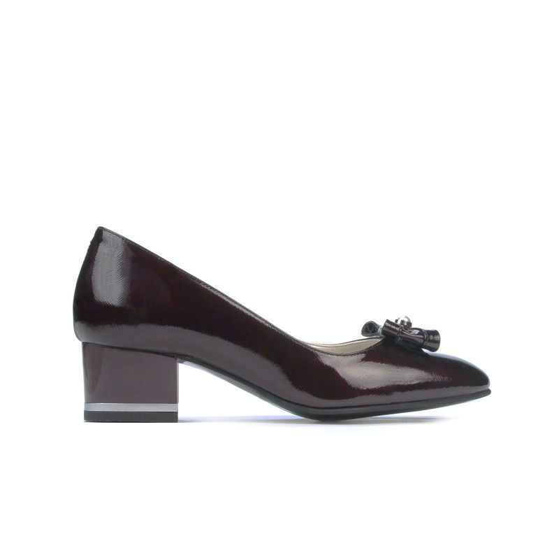 Eleganckie buty damskie 1270 lakierowane bordo satynowe