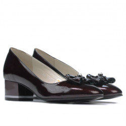 Eleganckie buty damskie 1270 lakierowane bordo satynowe