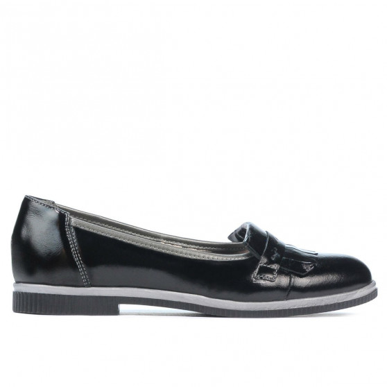 Buty casual damskie 699 lakier czarny połączony