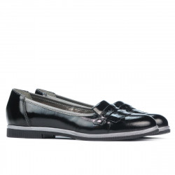 Buty casual damskie 699 lakier czarny połączony