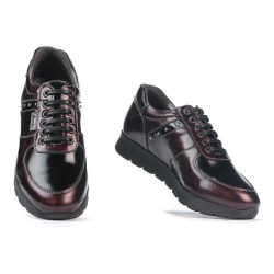 Buty sportowe damskie 6003 bordo lakierowane łączone