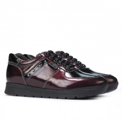Buty sportowe damskie 6003 bordo lakierowane łączone
