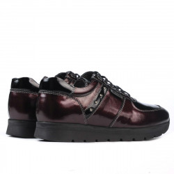 Buty sportowe damskie 6003 bordo lakierowane łączone