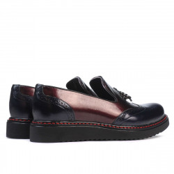 Damskie buty casual 659 lakierowane indygo+bordo